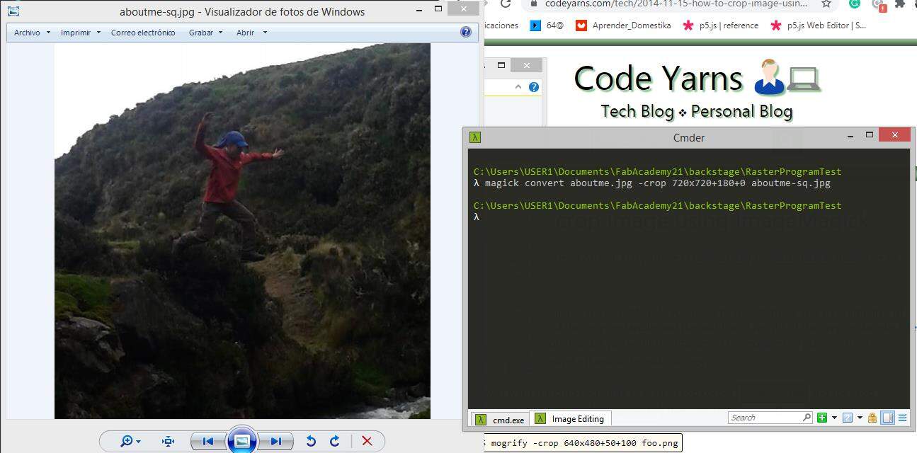 Screenshot of ImageMagick command to crop image