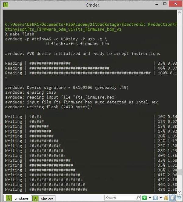 screenshot of make flash command