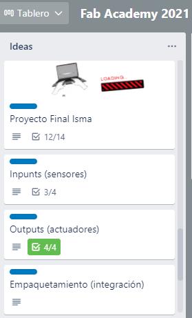 Screenshot of the Trello app, planing the final project idea