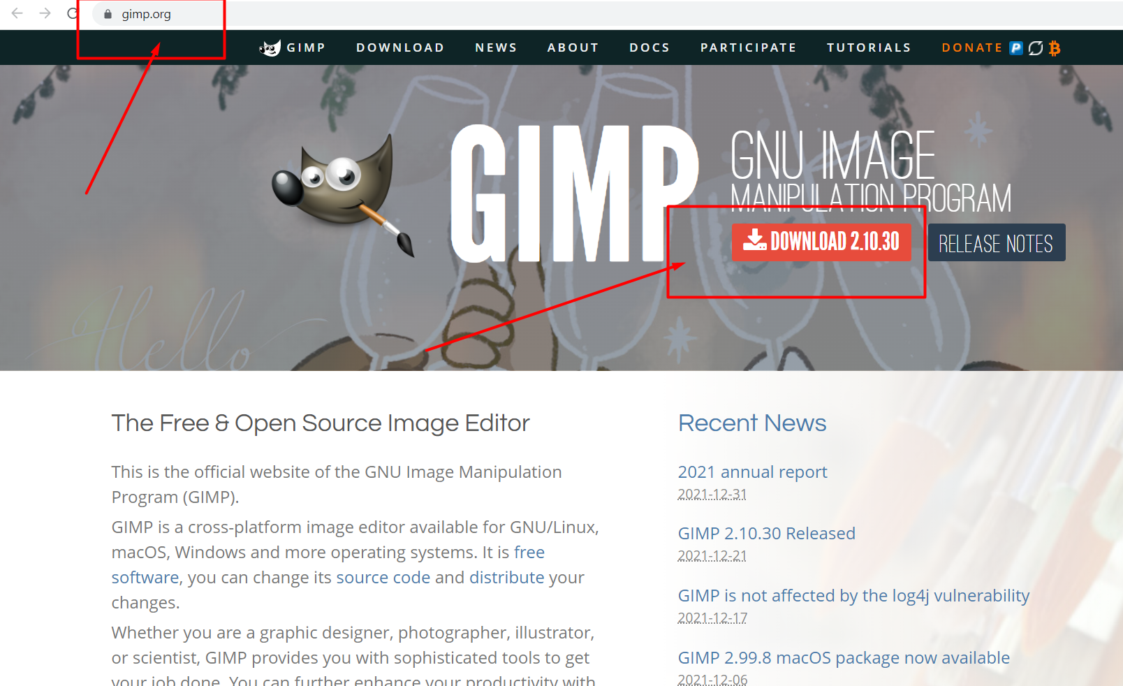 GIMP Download Homepage