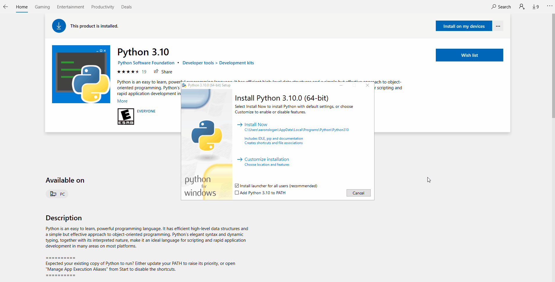 Downloading Python