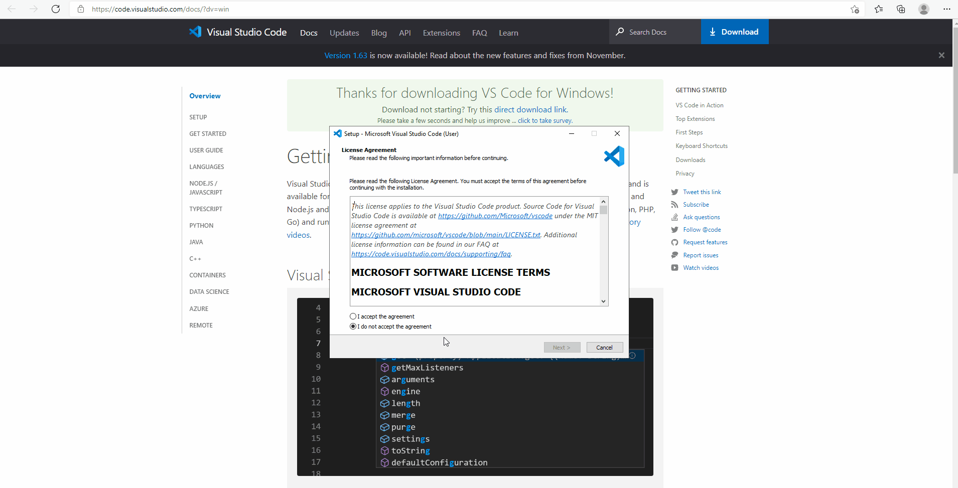 Downloading Visual Studio Code