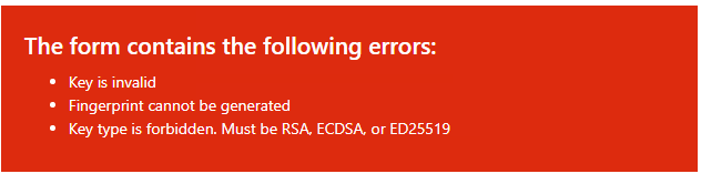 Error for SSH