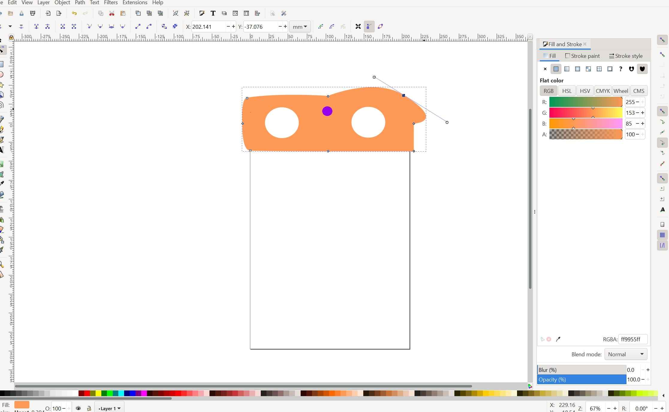 curving rectangle in inkscape