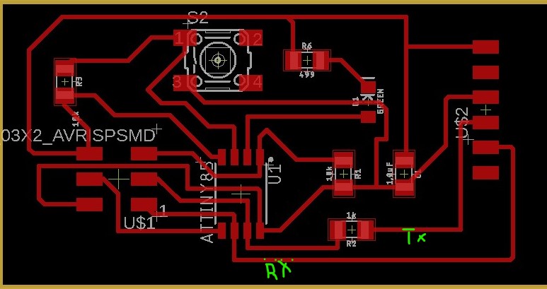 Schematic PCB with LED and conection SDA y SCL