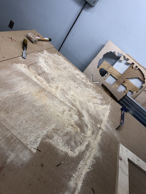 dust on CNC machine bed