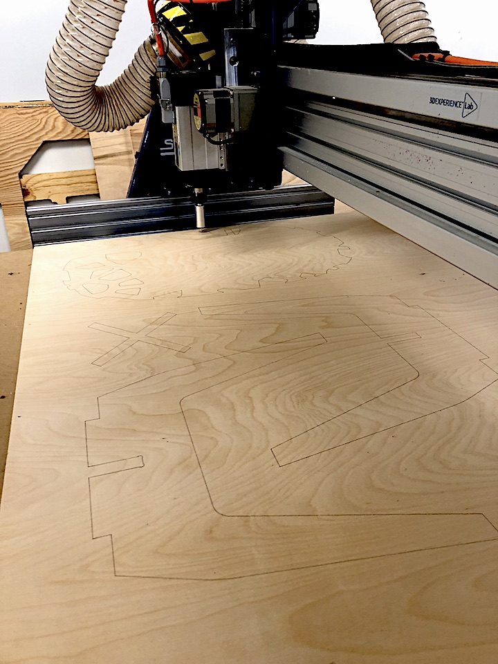 pencil tool on the CNC showing the cuts