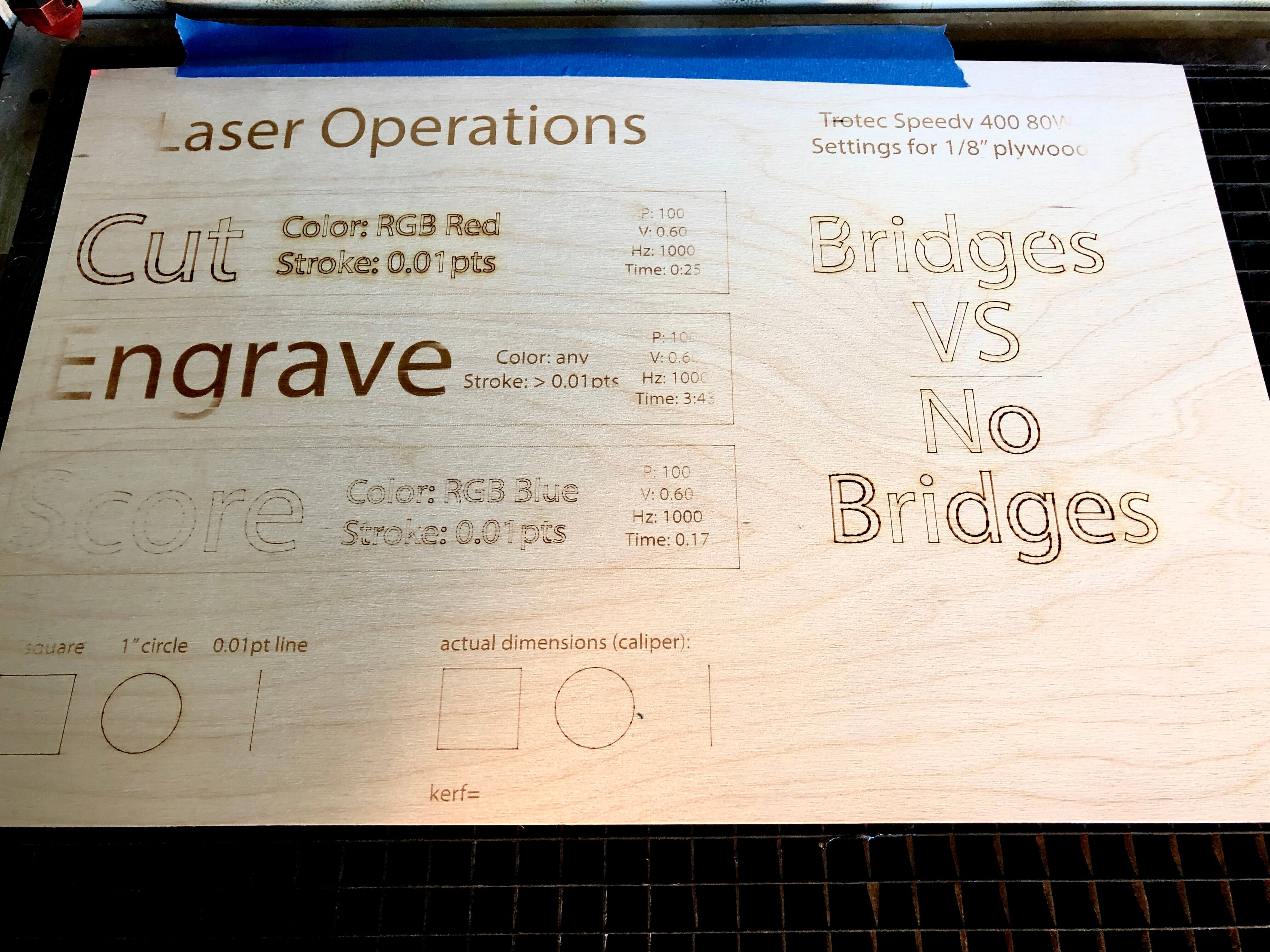 completed laser cutter job with problems