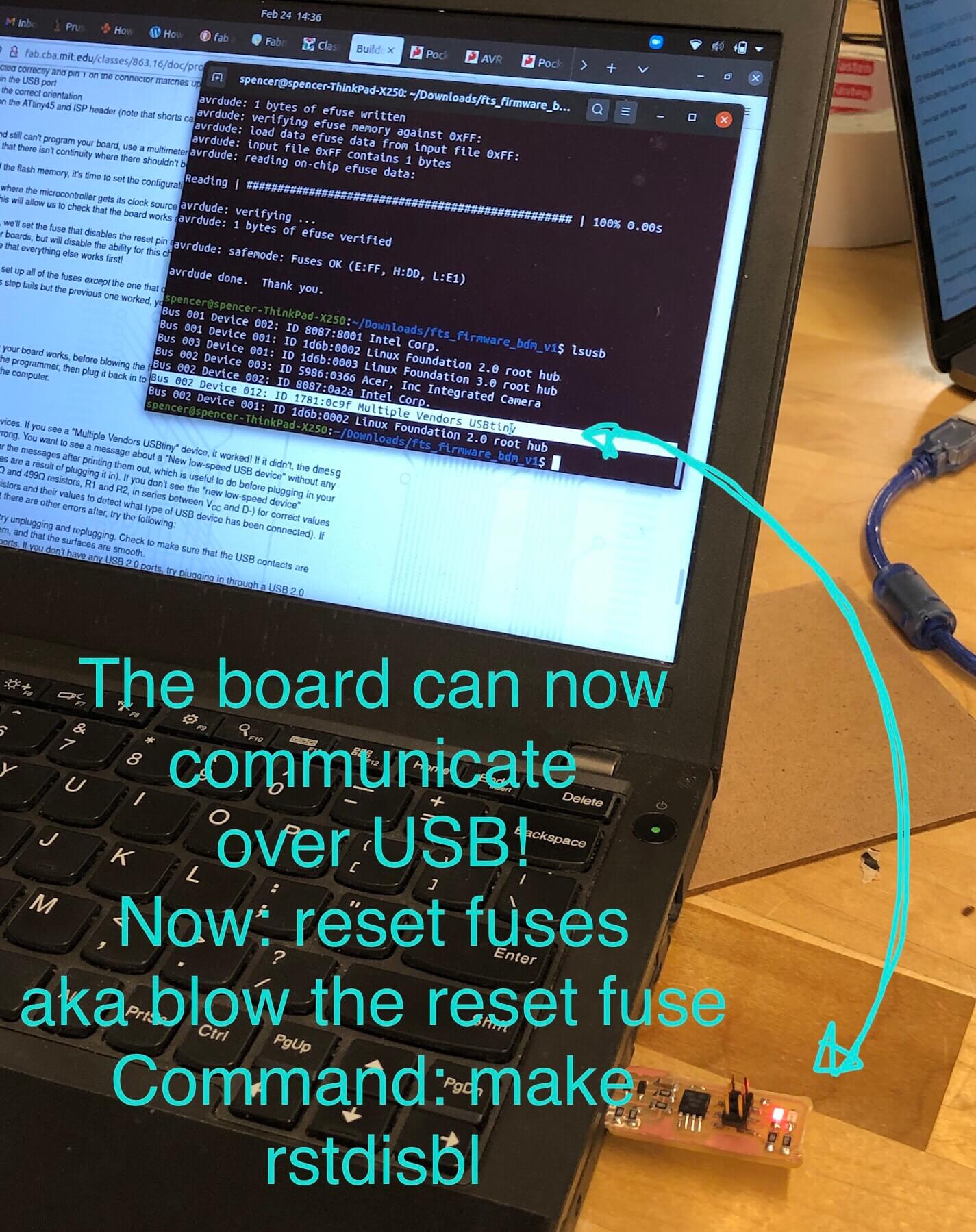 communicating with the new board on the computer