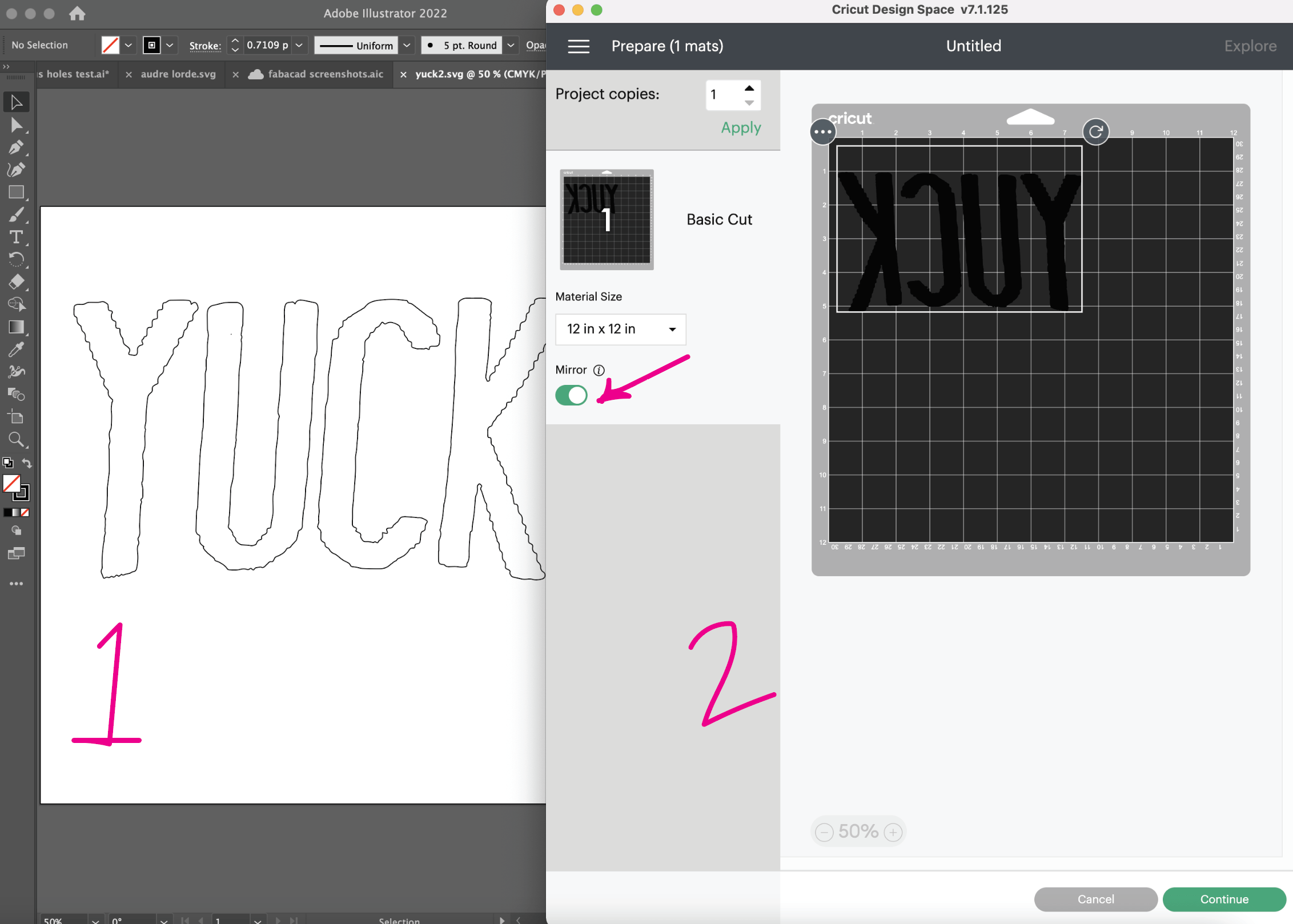 design process from illustrator to vinyl cutter program