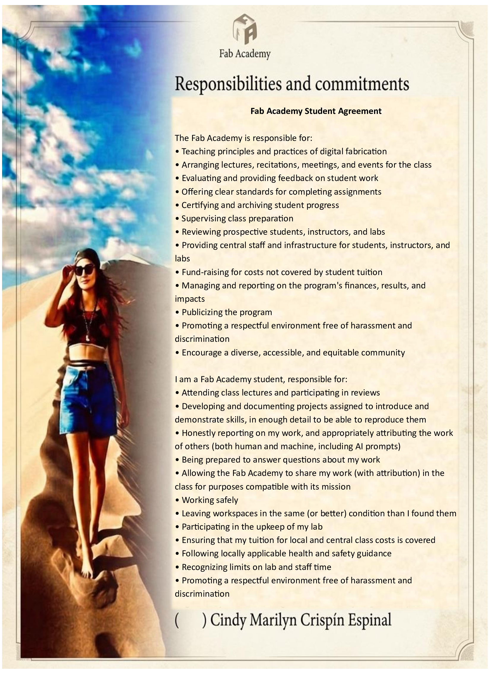 Student Agreement Document