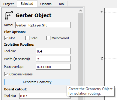 If You can read this an image didn't load - Select Copper File Pick Isolation Routing And Generate Geometry