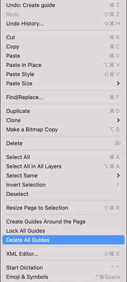 Inkscape workspace delete guides