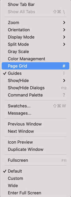 Inkscape grid menu drop down