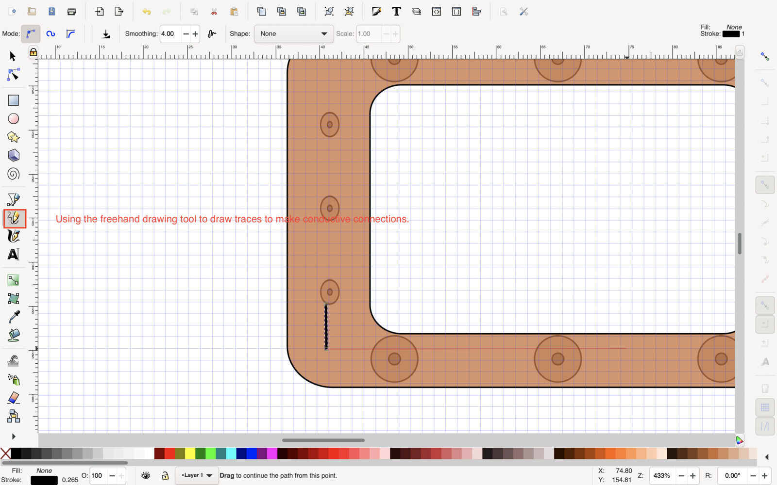 Loom frame using freehand tool