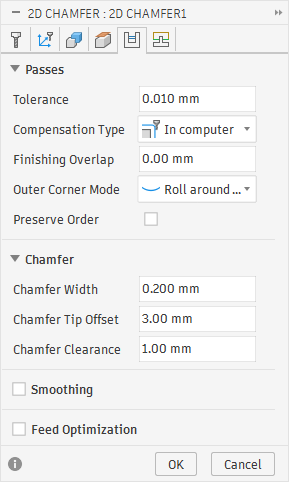 Chamfer offset