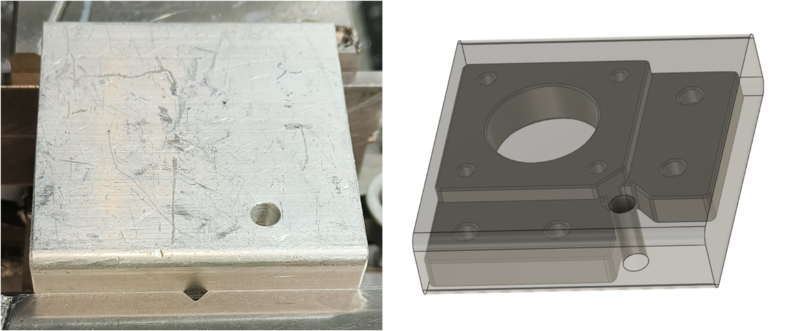 Stock and a model of it with the part inside