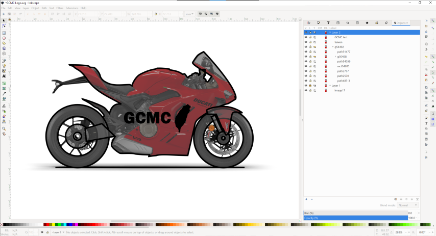 Import ducati pic to Inkscape