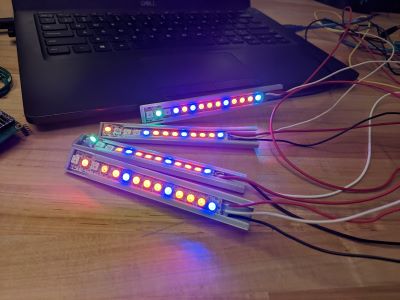 Neopixels 4 sets of lights programmed
