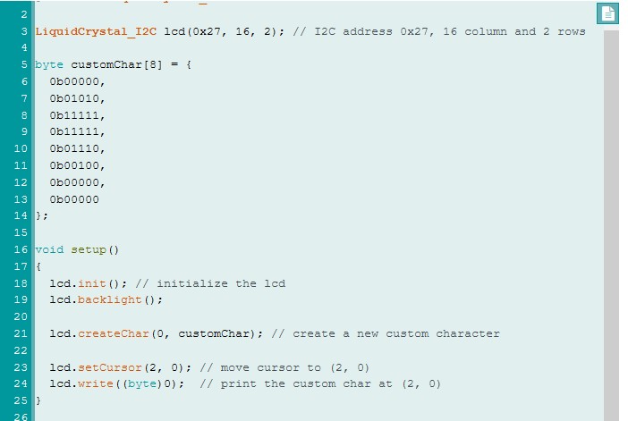 Sample custom character code