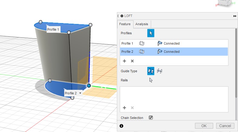 Using the lofting command in Fusion 360