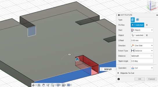 creating notching using extrude in Fusion 360