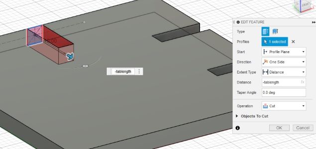 creating notching using extrude in Fusion 360