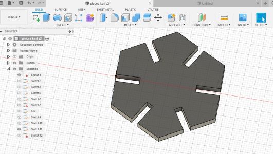 Hexagon piece designed in Fusion 360