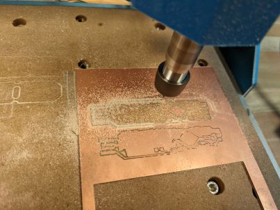 the successful board being milled