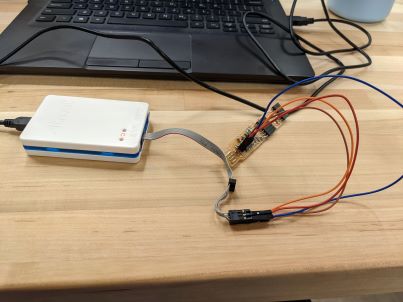 Wires connect board to ATEML Ice