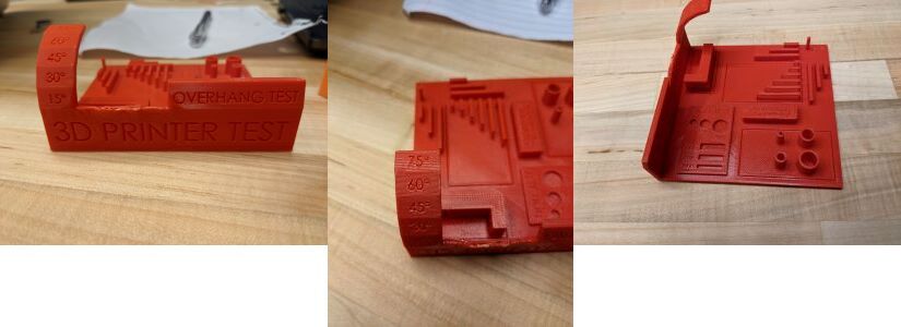The 3d print test output with a variety of features