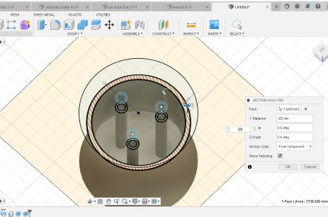 Cross section of the design with the tubes in Fusion 360