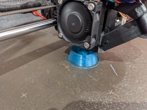 Printing object 2 mid print so you can see the inside is hollow and has tubes