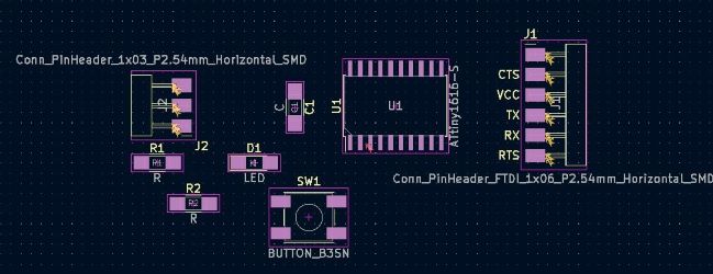 final schematic layout in KiCad without traces