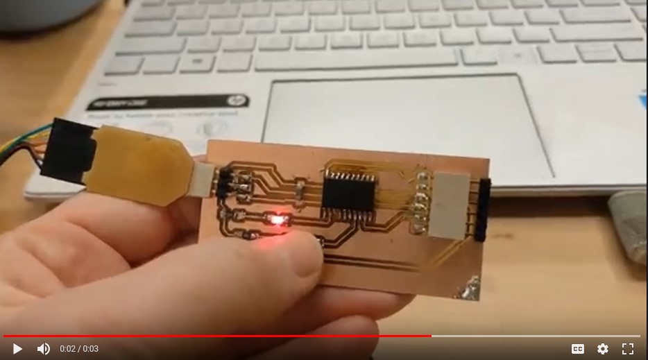 The button works and turns the LED on!