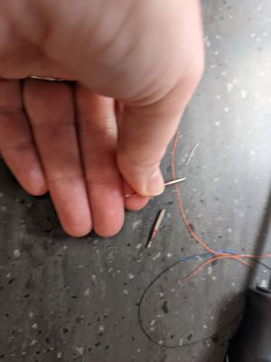 Needle snapped in half