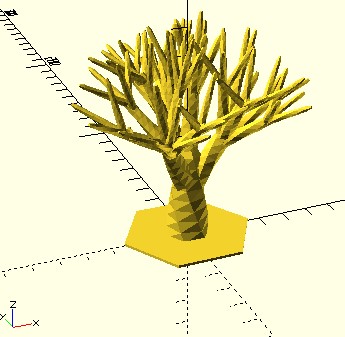 Cool tree with different parameters found online that was made with OpenSCAD