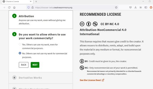 Creative Commons question 3 - can other people use your work commercially