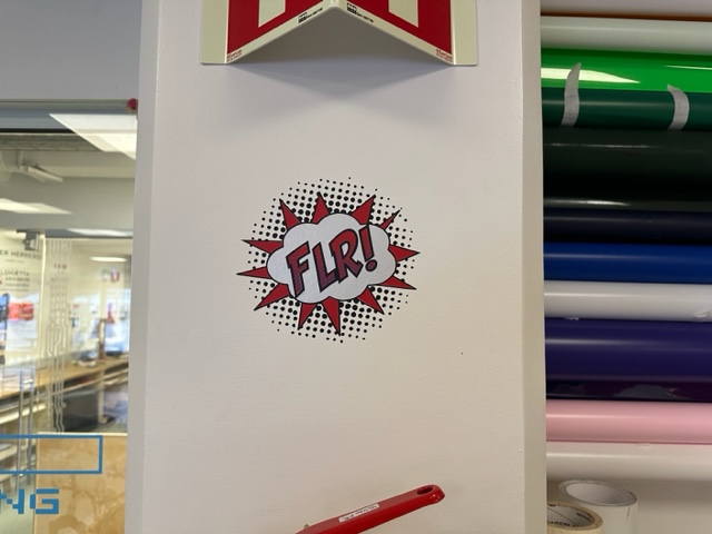 FLR! Ben Day Sticker on wall