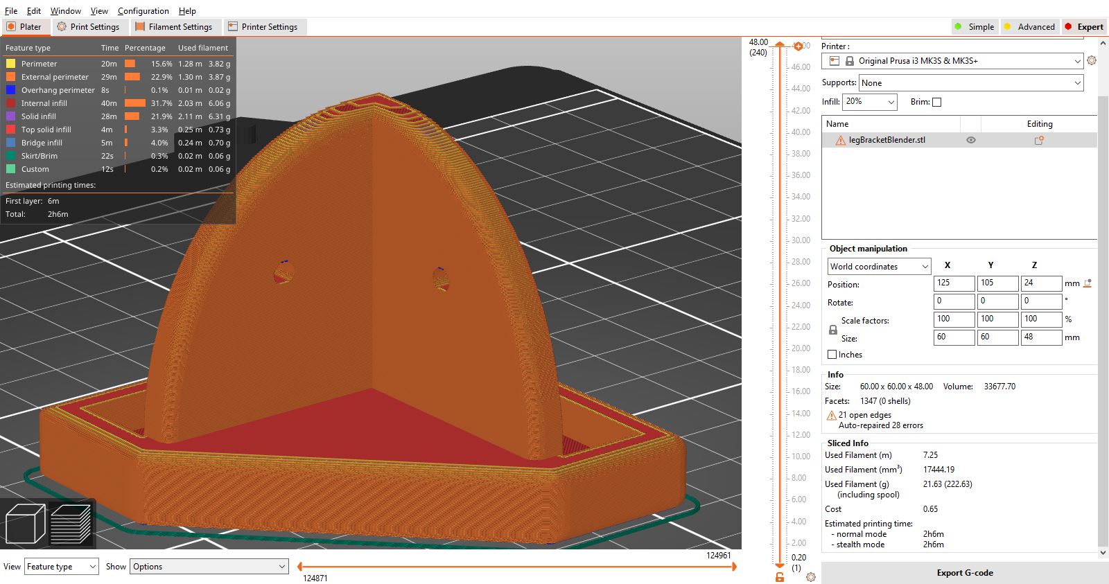 Printing top bottom brackets