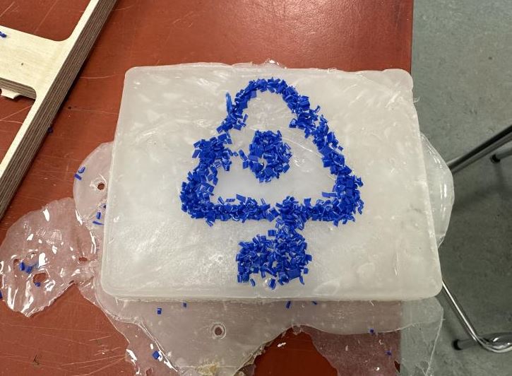 Blue plastic scraps