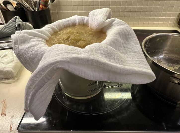 Straining through cheesecloth overnight