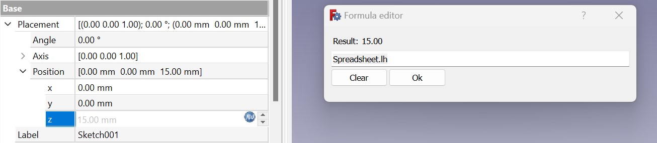 FreeCAD Position Variable