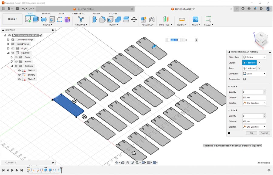 Construction Kitv1 Base Design Extrude Rectangle Pattern Array