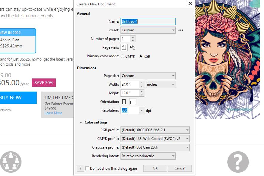 new CorelDRAW document