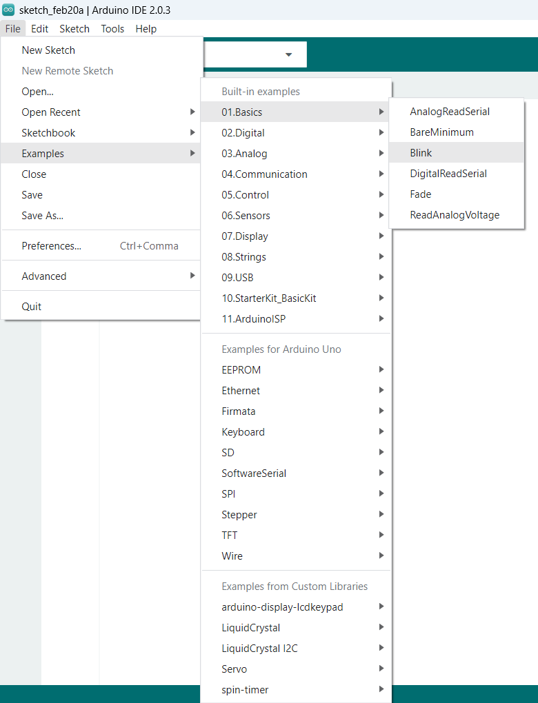 Arduino open example