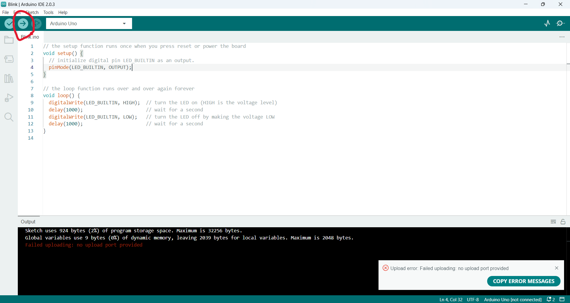 Arduino upload error