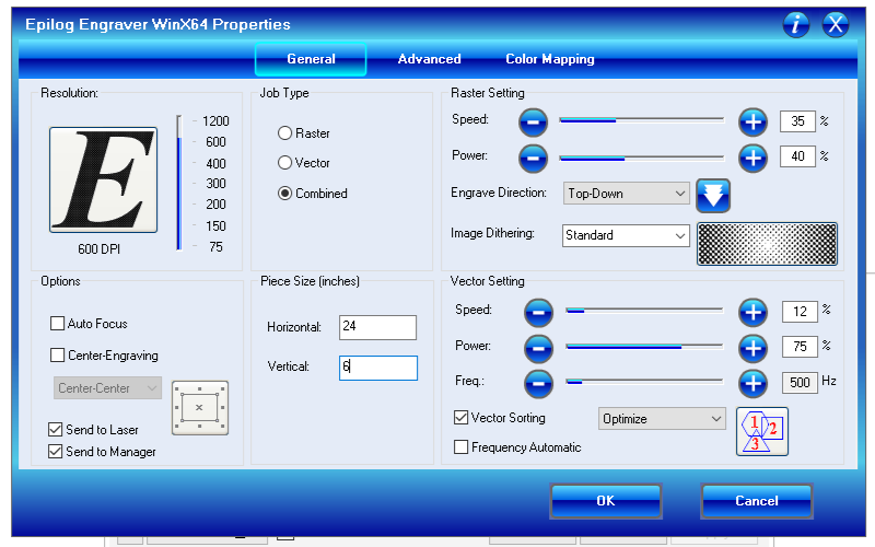 Laser parameters