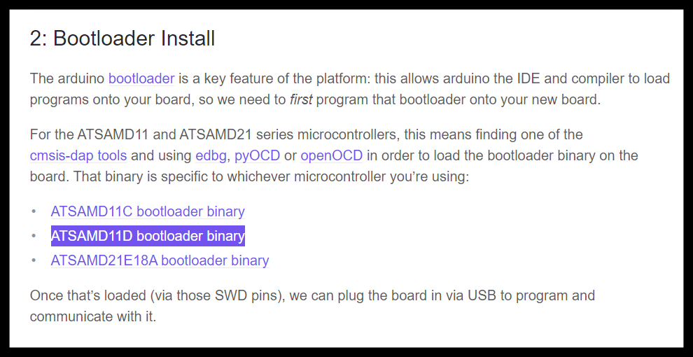 ATSAMD11D bootloader binary