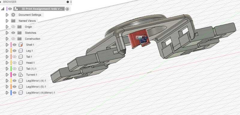 3D Printing Project - CAD Screenshot showing worms eye view of overall design